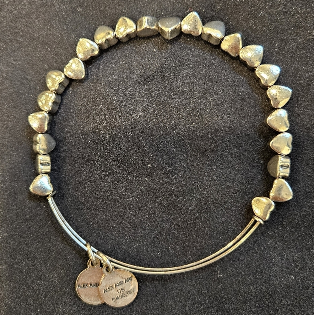 Alex and Ani Silver Heart Beaded Bracelet